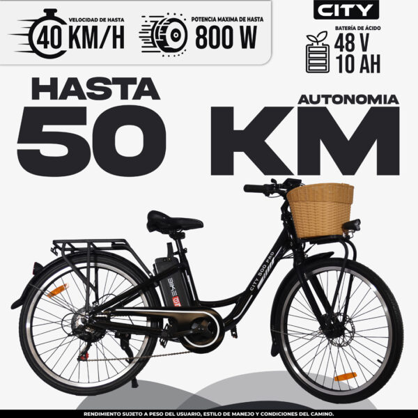 Bicicleta eléctrica urbana City 40 km/h 50 km autonomía, mejores precios bicicletas eléctricas México CDMX