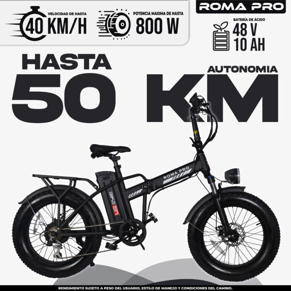 Bicicleta eléctrica plegable Roma 40 km/h y 50 km autonomía, modelos premium en CDMX México