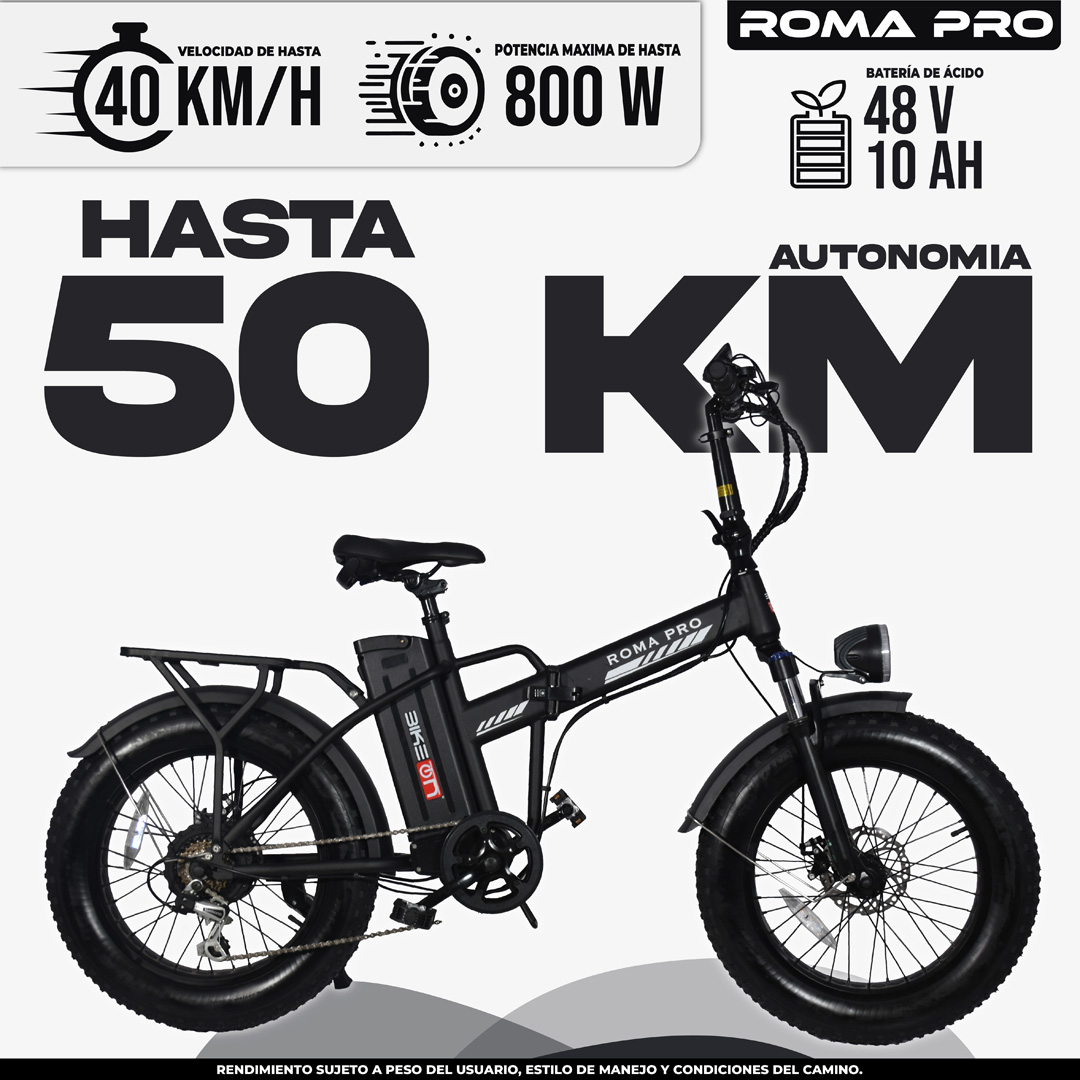 Bicicleta eléctrica plegable Roma 40 km/h y 50 km autonomía, modelos premium en CDMX México