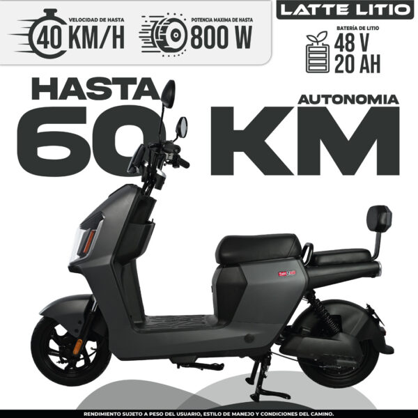Moto eléctrica Latte Litio 40 km/h 60 km autonomía, motos eléctricas México CDMX mejores precios