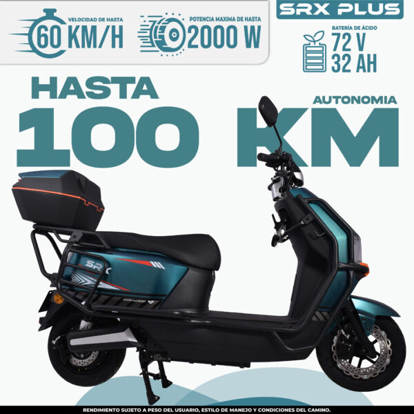 Moto eléctrica SRX Plus Color Verde 60 km/h 100 km autonomía, motos eléctricas CDMX México mejores modelos