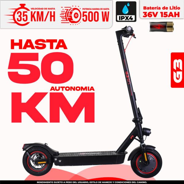 Scooter eléctrico G3 35 km/h 50 km autonomía, mejores scooters eléctricos México CDMX precios